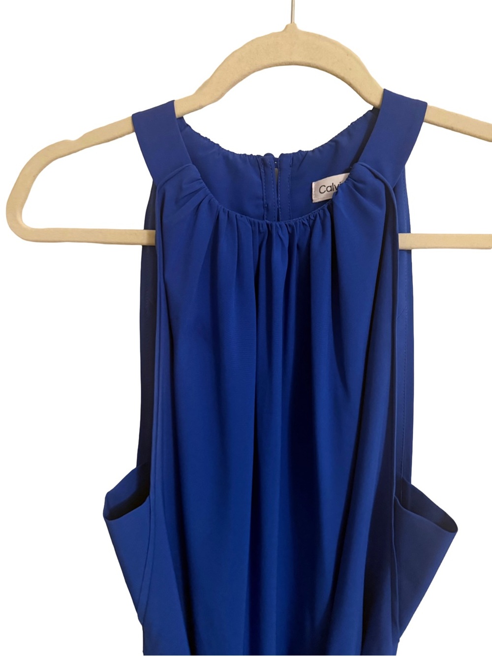 Calvin Klein Blue Sleeveless Dress with Tie Waist - Picture 3 of 5